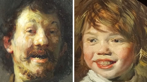 A la izquierda, 'Hombre riendo', de Rembrandt. A la derecha, 'Niño riendo', de Frans Hals