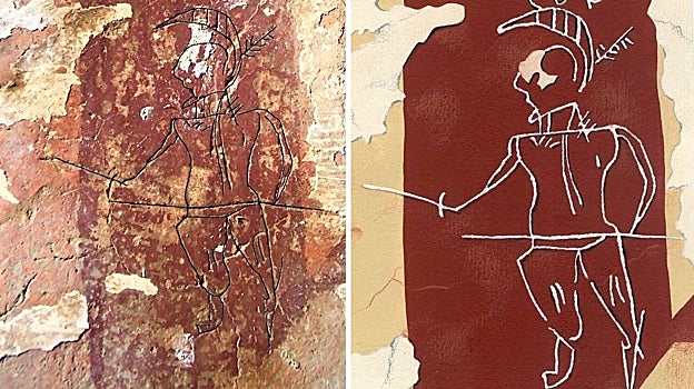 Grafito de un hombre armado descubierto en el monasterio de San Juan Bautista de Tiripetío
