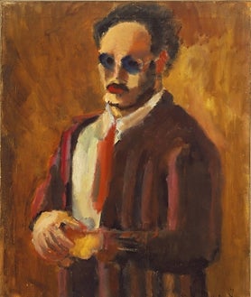 Imagen secundaria 2 - Sobre estas líneas, 'Remolino lento al borde del mar' y 'Autorretrato' temprano de Rothko. Arriba, unos de sus campos de color