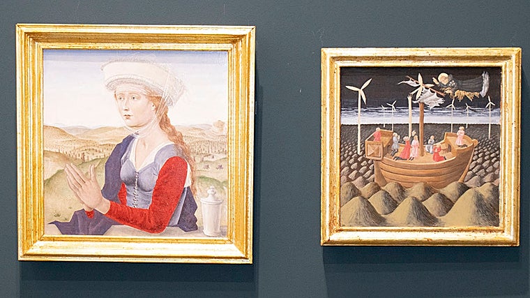 'María Magdalena penitente' y 'San Nicolás salvando a los náufragos' de Malo Chapuy en el estand de la galería Mor Charpentier