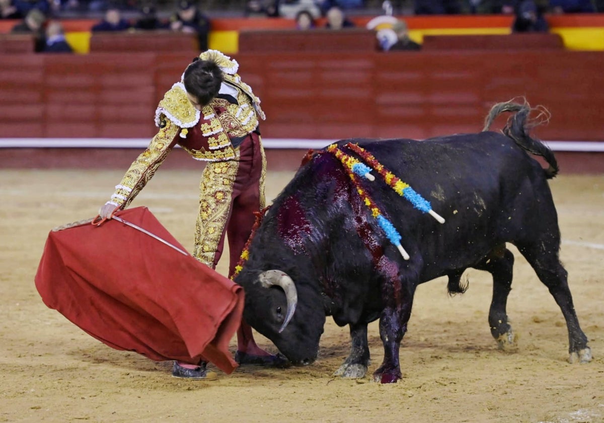 Samuel Navalón, en el quinto novillo de Chamaco