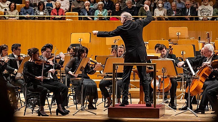 La National Symphony Orchestra durante el concierto en el Auditorio Nacional de Madrid bajo la batuta del maestro Gianandrea Noseda