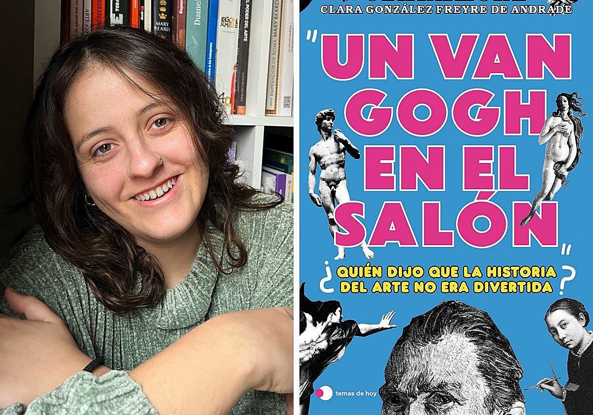 Clara González Freyre junto a la portada de su libro 'Un Van Gogh en el salón'