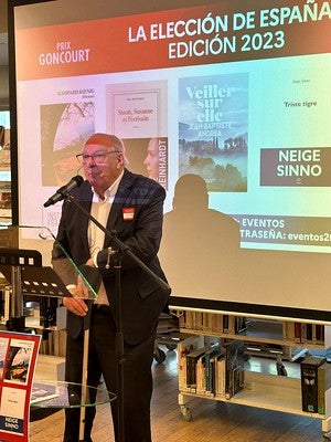 Didier Decoin, presidente de la Academia Goncourt, en su intervención en el acto