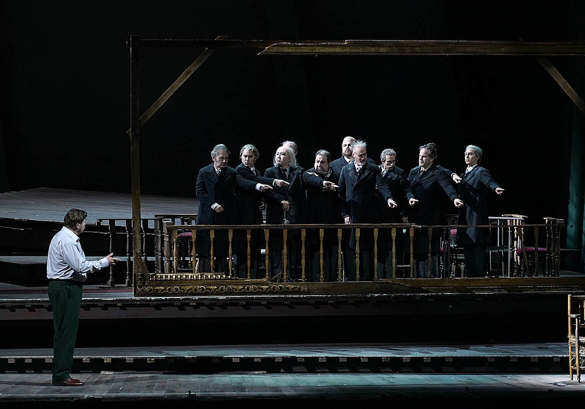 Una escena de los ensayos de 'Los maestros cantores de Núremberg'