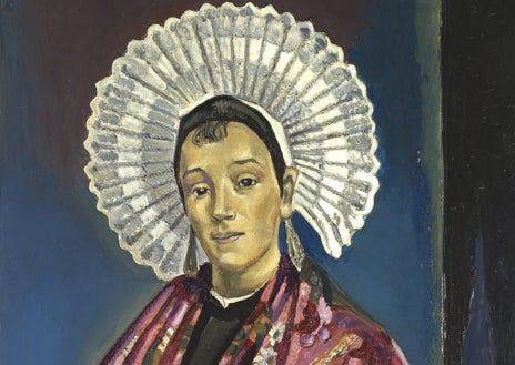 Imagen secundaria 1 - Arriba, 'El niño del canotier' (c. 1923) y 'Niña de negro y rosa' (c. 1926). Sobre estas líneas, a la izquierda, detalle de 'La boloñesa (La boulonnaise)', 