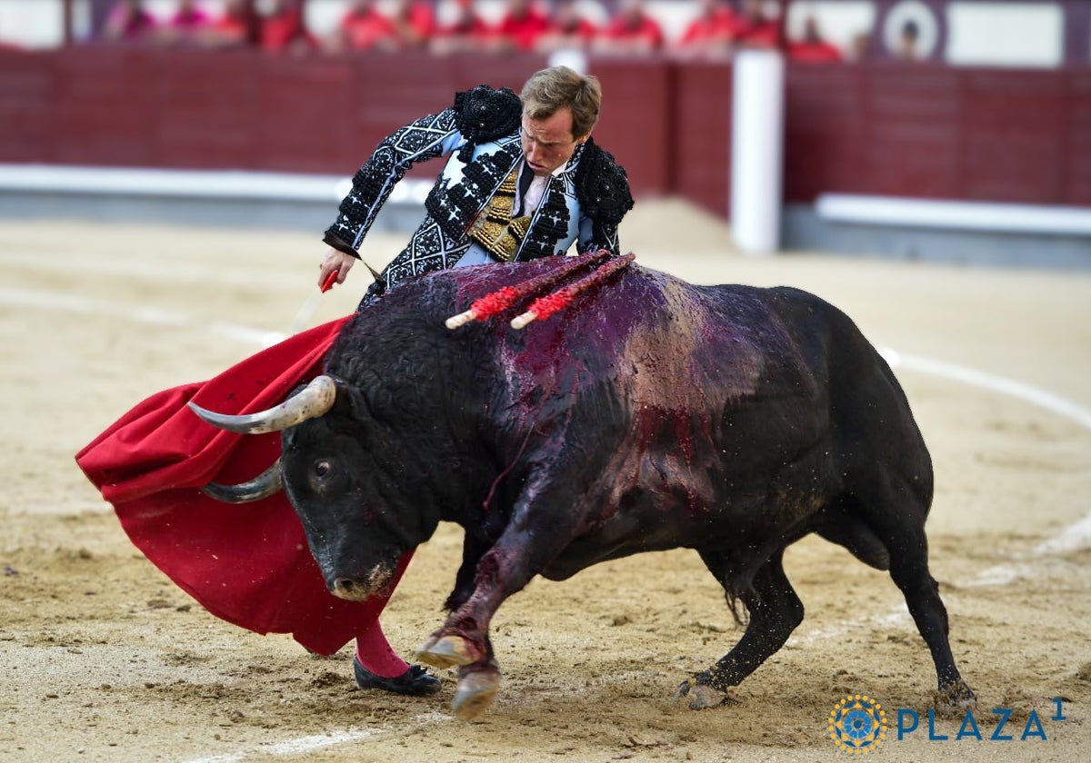 Román, desatado con el bravo segundo, Orgulloso de nombre, un toro de triunfo al que cortó una oreja