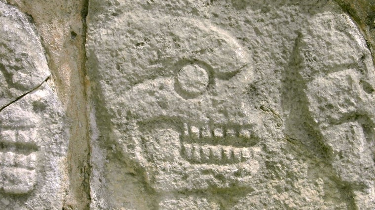 Detalle del tzompantli de Chichén Itzá