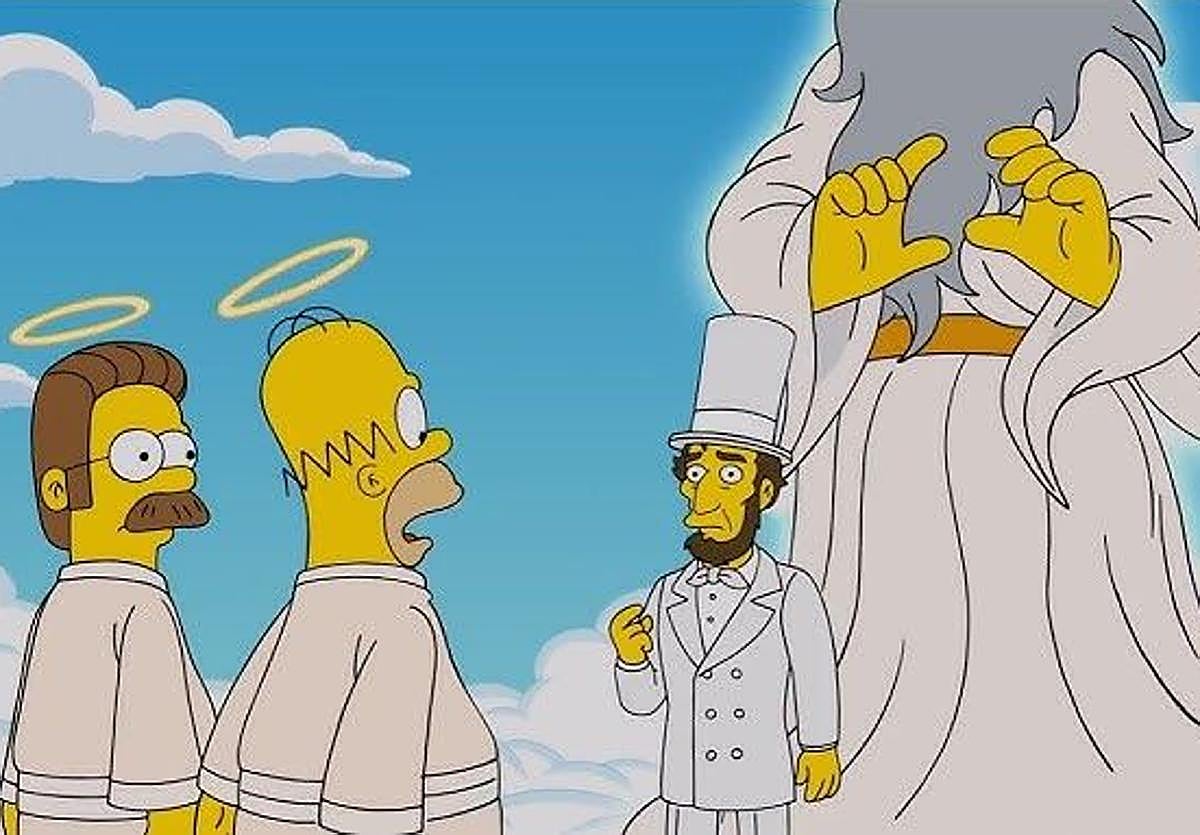 Una escena de los Simpson que trascurre en el paraíso celestial