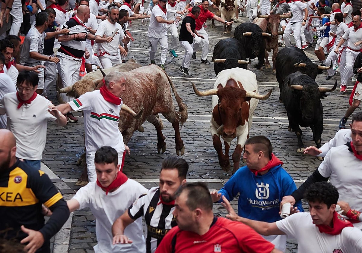 Sexto encierro con los toros de Jandilla, ganadería conocida por dejar carreras emocionantes y peligrosas