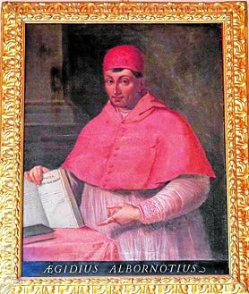 Imagen secundaria 2 - La biblioteca histórica del Real Colegio, el testamento del cardenal Gil Álvarez de Albornoz y su retrato.