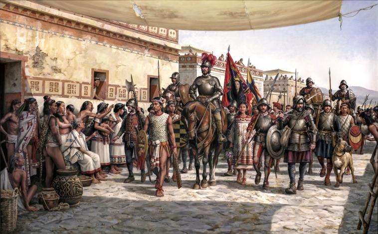 Imagen principal - Entrada de Hernán Cortés en Tenochtitlán, por Augusto Ferrer Dalmau. Felipe II e Isabel 'La Católica'