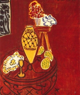 Imagen secundaria 2 - Arriba, 'Oceanía, el cielo' (1946-1947), de Matisse. Museo Matisse, Niza. Sobre estas líneas, a la izquierda, 'Las calabazas' (1915-1916), de Matisse. MoMA, Nueva York. A la derecha, 'Naturaleza muerta. Interior rojo de Venecia' (1946). Museos Reales de Bellas Artes de Bélgica, Bruselas