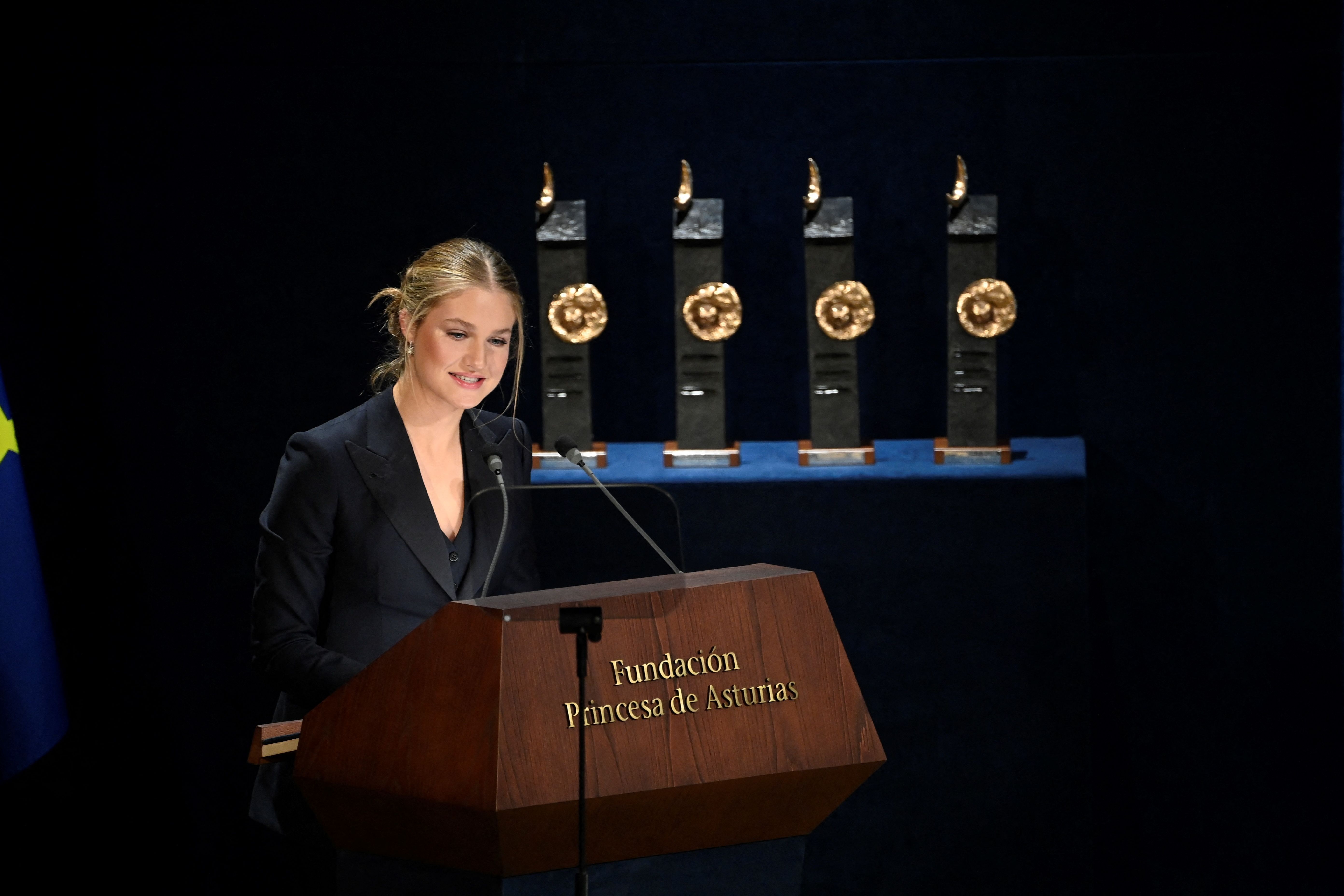 Doña Leonor, durante su intervención en la entrega de los Premios Princesa de Asturias 2024