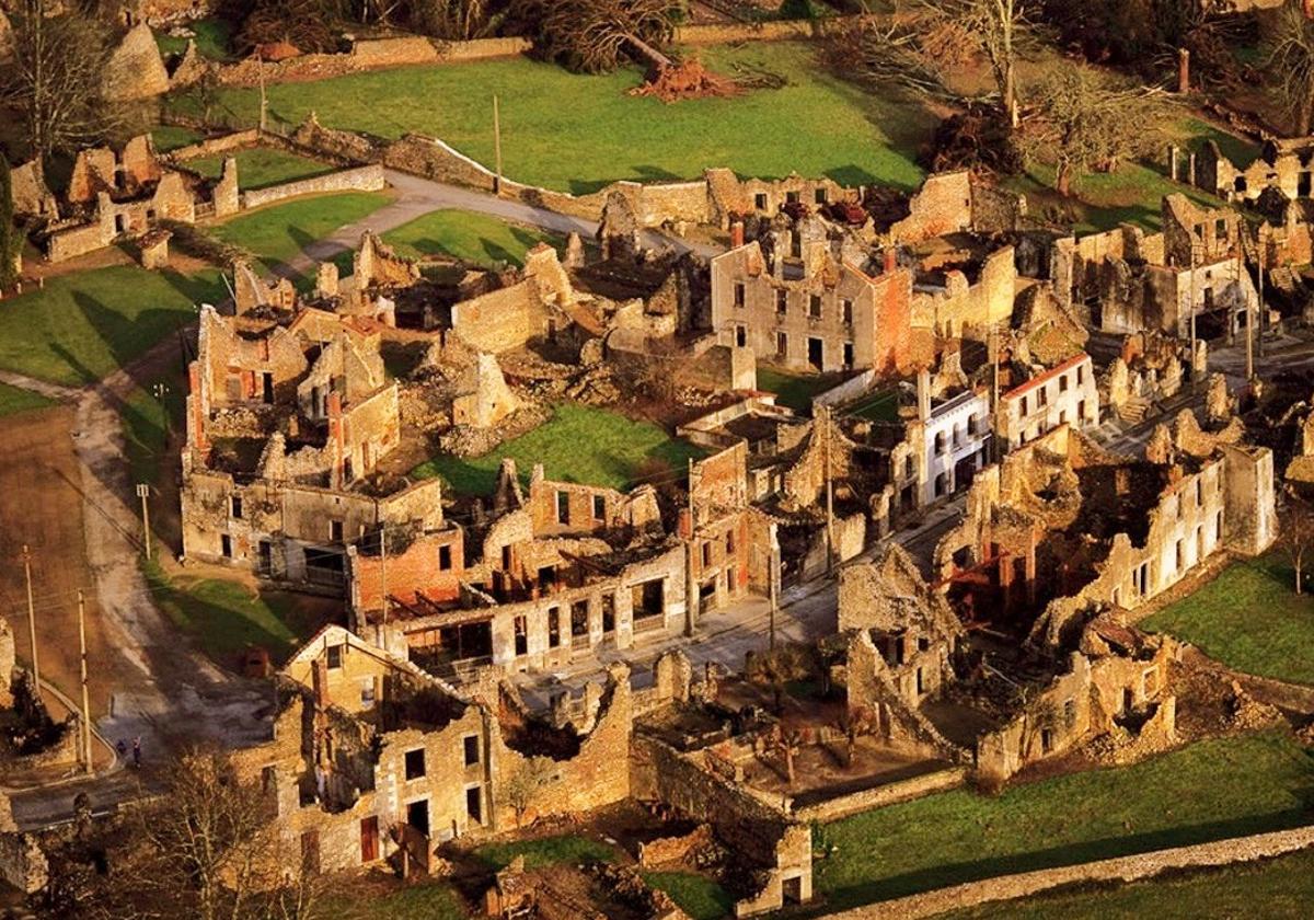 Vista aérea de este pueblo francés, que nunca ha sido reconstruido