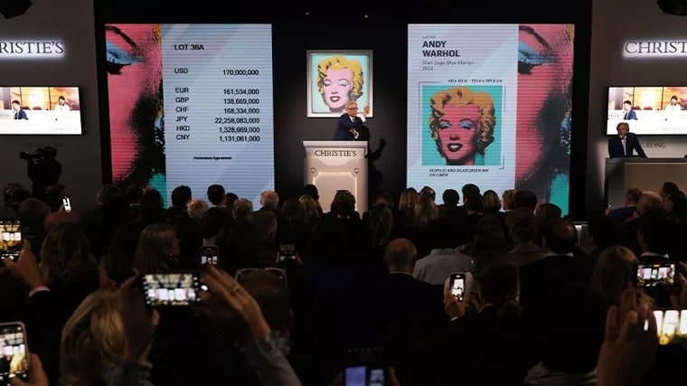 Warhol's 'Shot Sage Blue Marilyn' sold at auction for $195 million