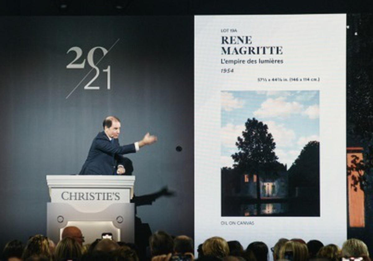 Momento de la subasta de 'El imperio de las luces', de Magritte, en Christie's de Nueva York