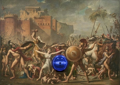 Imagen secundaria 1 - De arriba abajo, 'Las tres gracias' de Koons, en el Palacio de Carlos V; 'Gazing Ball (La intervención de las Sabinas)', del americano; y 'Las Tres Gracias' de Picasso, de un sigo antes