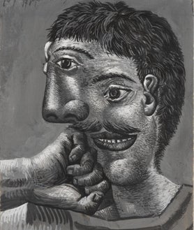 Imagen secundaria 2 - Arriba, 'Café en Royan', de Picasso. Royan, 15 de agosto de 1940. Museo Picasso de París. Sobre estas líneas, a la izquierda, 'Cuaderno 202', de Picasso. Royan, 3-9 de noviembre de 1939. Museo Picasso Málaga. A la derecha, 'Busto de hombre con jersey de punto a rayas', de Picasso. Royan, 17 septiembre 1939. Fundación Almine y Bernard Ruiz-Picasso (FABA)