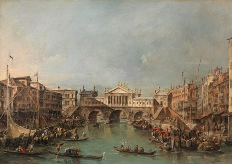 次要图像1-上方,弗朗切斯科·瓜迪(Francesco Guardi)的“伯尔沃罗(Burvoro)的离开”。在这些线上,在左边,弗朗切斯科·瓜迪(Francesco Guardi)的“根据帕拉迪奥(Palladio)的项目,rialto桥”。在右边,弗朗切斯科·瓜迪(Francesco Guardi)的“建筑Capricho”