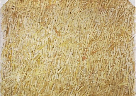 Imagen secundaria 1 - De arriba abajo, 'Escena urbana. Construcción' (1970); detalle de 'Sin tútulo' (1979); y 'Silo' (2006)