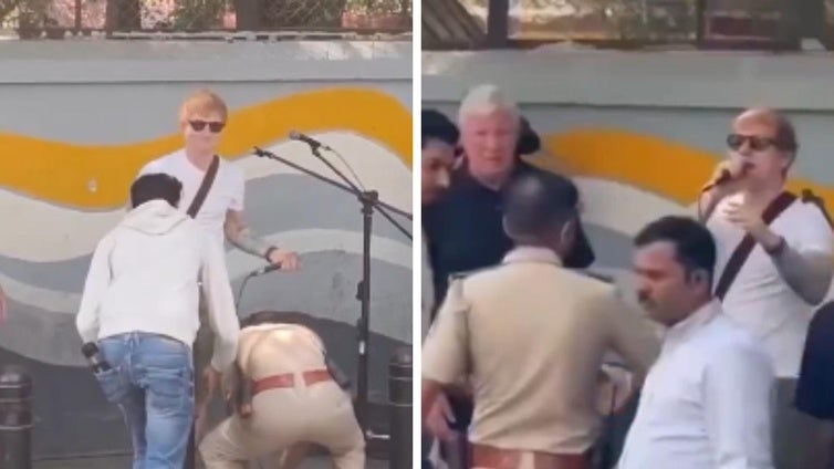 La Policía india interrumpe un concierto de Ed Sheeran improvisado en la calle por no tener permisos