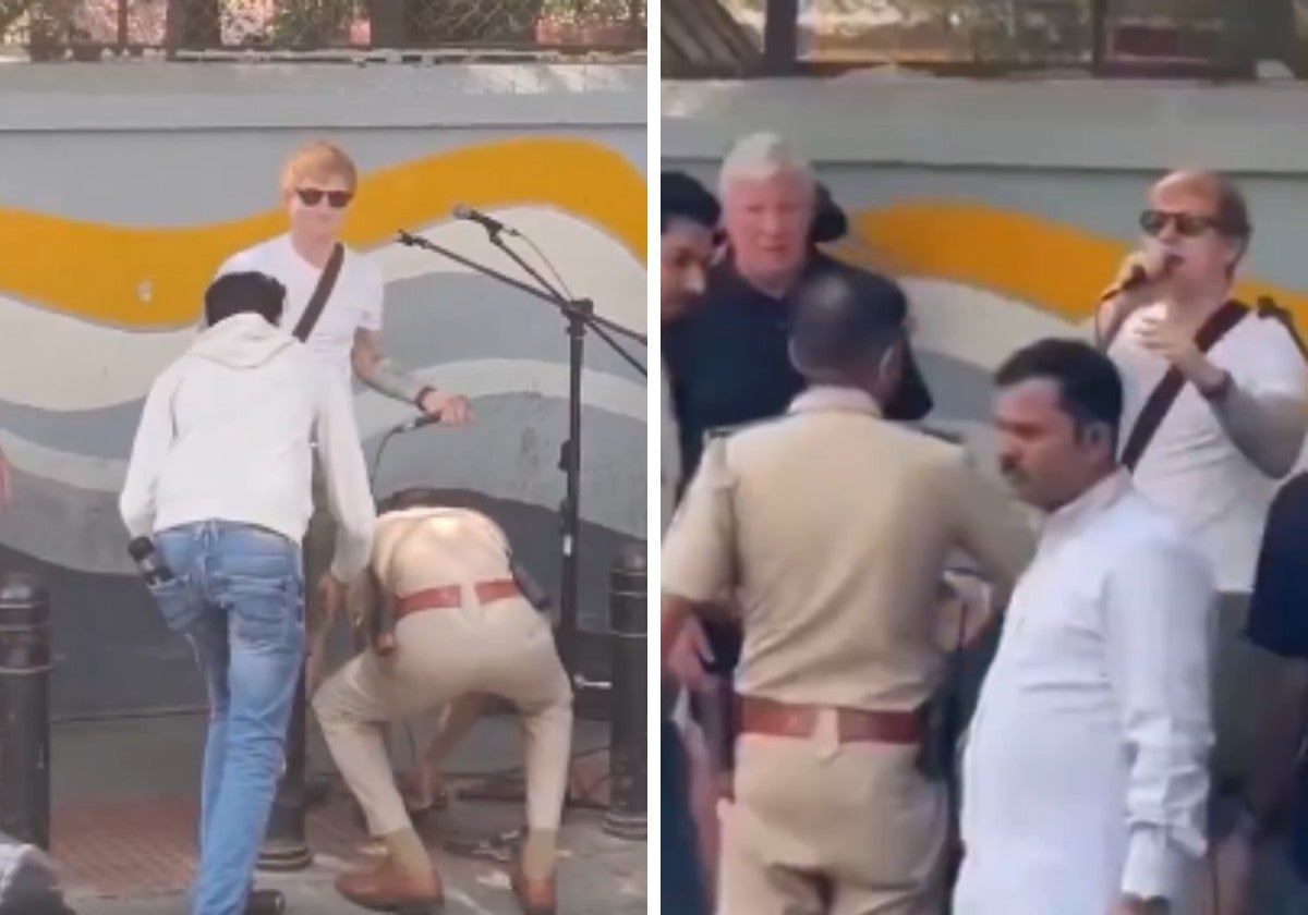 Imágenes del concierto donde se puede ver cómo el policía desenchufa el micrófono de Ed Sheeran