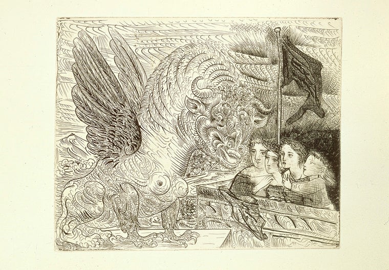 Pablo Picasso, 'Toro alado contemplado por cuatro niños', diciembre de 1934.