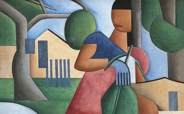 Imagen principal - Tarsila do Amaral. Arriba, 'Pequeña caipira (Caipirinha)', 1923. Colección Luiz Harunari Goshima. Sobre estas líneas, a la izquierda, 'Urutu', 1928. Museo de Arte Moderno. Colección Gilberto Chateaubriand, Río de Janeiro. A la derecha, 'Autorretrato', 1923. Museo Nacional de Bellas Artes/Ibram, Río de Janeiro