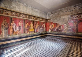 Descubren un espectacular fresco dionisíaco en Pompeya