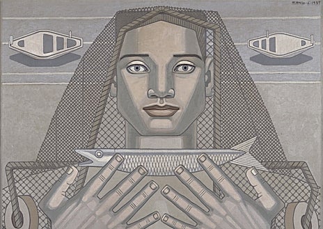 Imagen secundaria 1 - Arriba, 'Máscara tres-veinte, 1975-1978'. Colección Museo Nacional Centro de Arte Reina Sofía, Madrid. Sobre estas líneas, a la izquierda, 'Arquitectura humana', 1937. Allegra Arts (Mario Losantos). A la derecha, 'Naturaleza Viva XII', 1943. Colección de Arte Fundación María José Jove