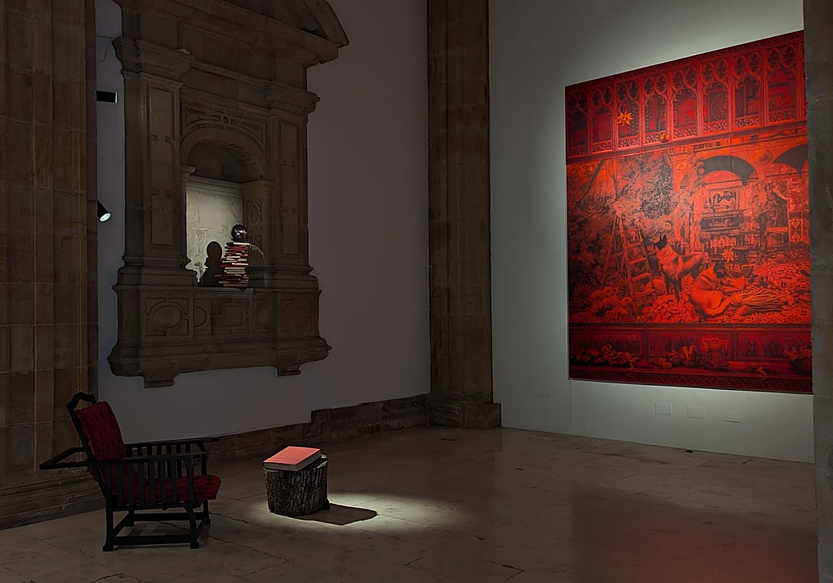 Detalle del montaje de 'Si el sol o el corazón se esconden', de Garcerá en el Museo Barjola