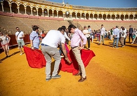 De abuelos a nietos, la pasión por el toro llena la jornada de puertas abiertas de la plaza de la Maestranza