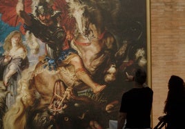 Reproducción de 'Lucha de san Jorge y el dragón', de Rubens, en Catarroja. Forma parte del proyecto 'En un lugar de… la memoria'