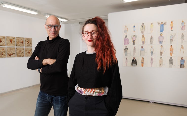 Imagen principal - De arriba abajo, Pedro Gallego de Lerma y Yaiza González, responsables de La Gran; Carlos Aires, artífice de Mala Fama; y mural en el barrio de Abraham Lacalle