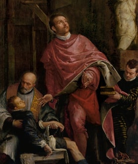 Imagen secundaria 2 - Tres obras de Veronés. Arriba, 'Cristo en el huerto de los Olivos'. Sobre estas líneas, a la izquierda, 'La Virgen con el Niño, San Pedro y una santa mártir', del Museo Cívico de Vicenza. A la derecha, 'El milagro de san Pantaleón'
