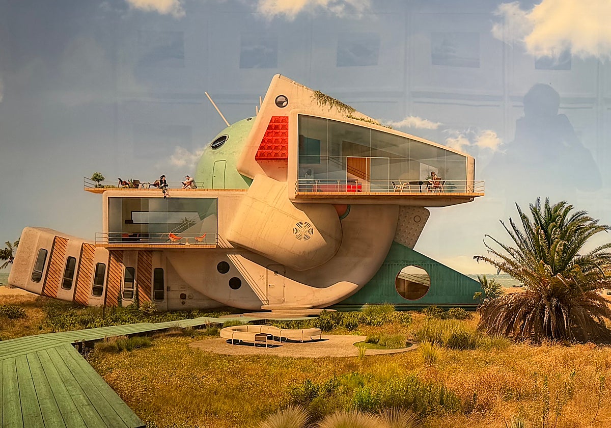 Detalle de una de las fotografías arquitectónica de Dionisio González en la Fund. Madariaga