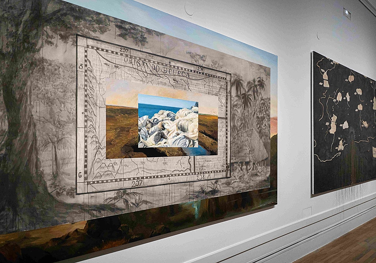 Detalle del montaje de 'Pinacoteca migrante' en Madrid