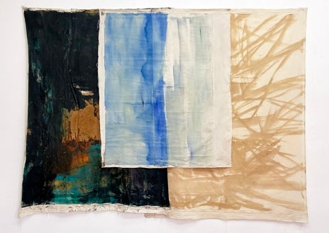 Imagen secundaria 1 - Arriba, Tracey Emin. 'I Dream of Sleep', 2002. Sobre estas líneas, a la izquierda, Vivian Suter. 'Untitled'. A la derecha, Yamguen. 'L'arrière pays mental', 2023.