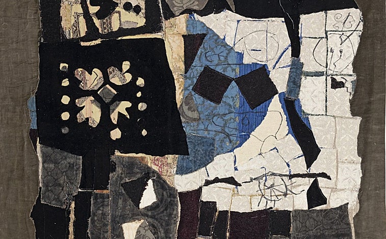 Imagen principal - Detalle de 'A antoni Gaudí', de 1968; 'Grand collage', de 1983; y detalle del cartel '¿Y ahora qué?', de 1934