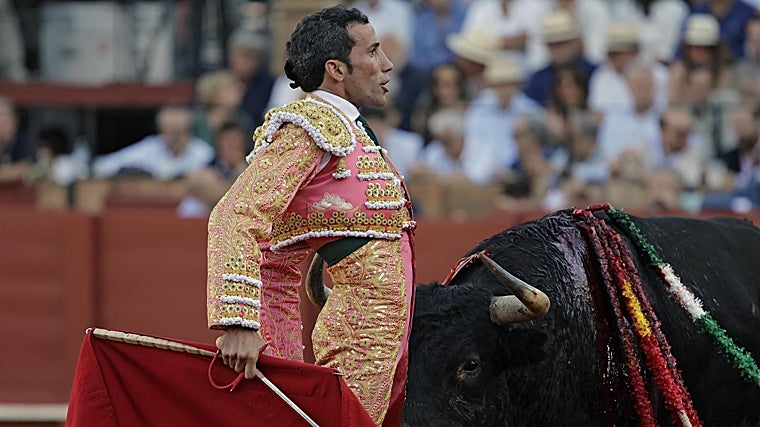 David de Miranda, entre los pitones del toro