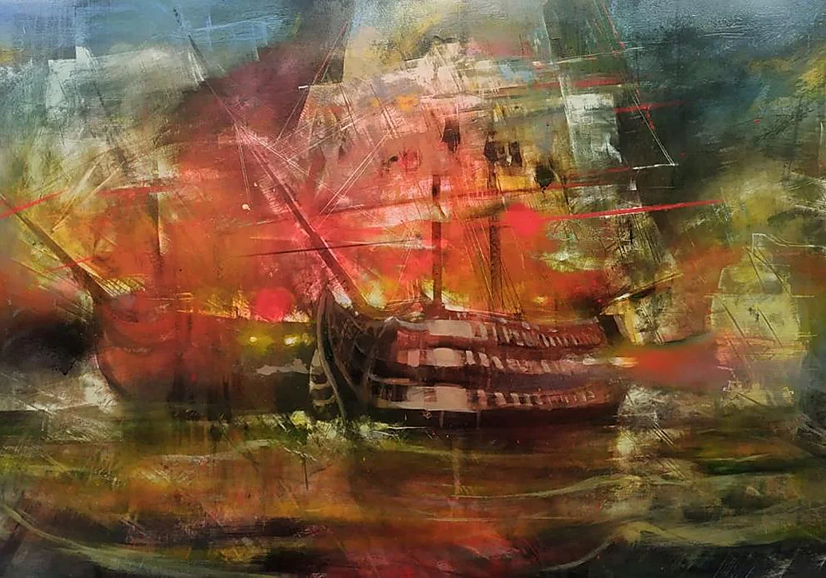 Batalla de Trafalgar por el pintor Daniel Parra