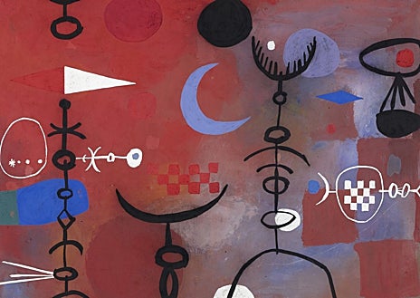 Imagen secundaria 1 - En las imágenes, de arriba abajo, 'Calabazas' (1998), de Miquel Barceló; 'Pictografía', de Millares; y escultura de Martín Chirino