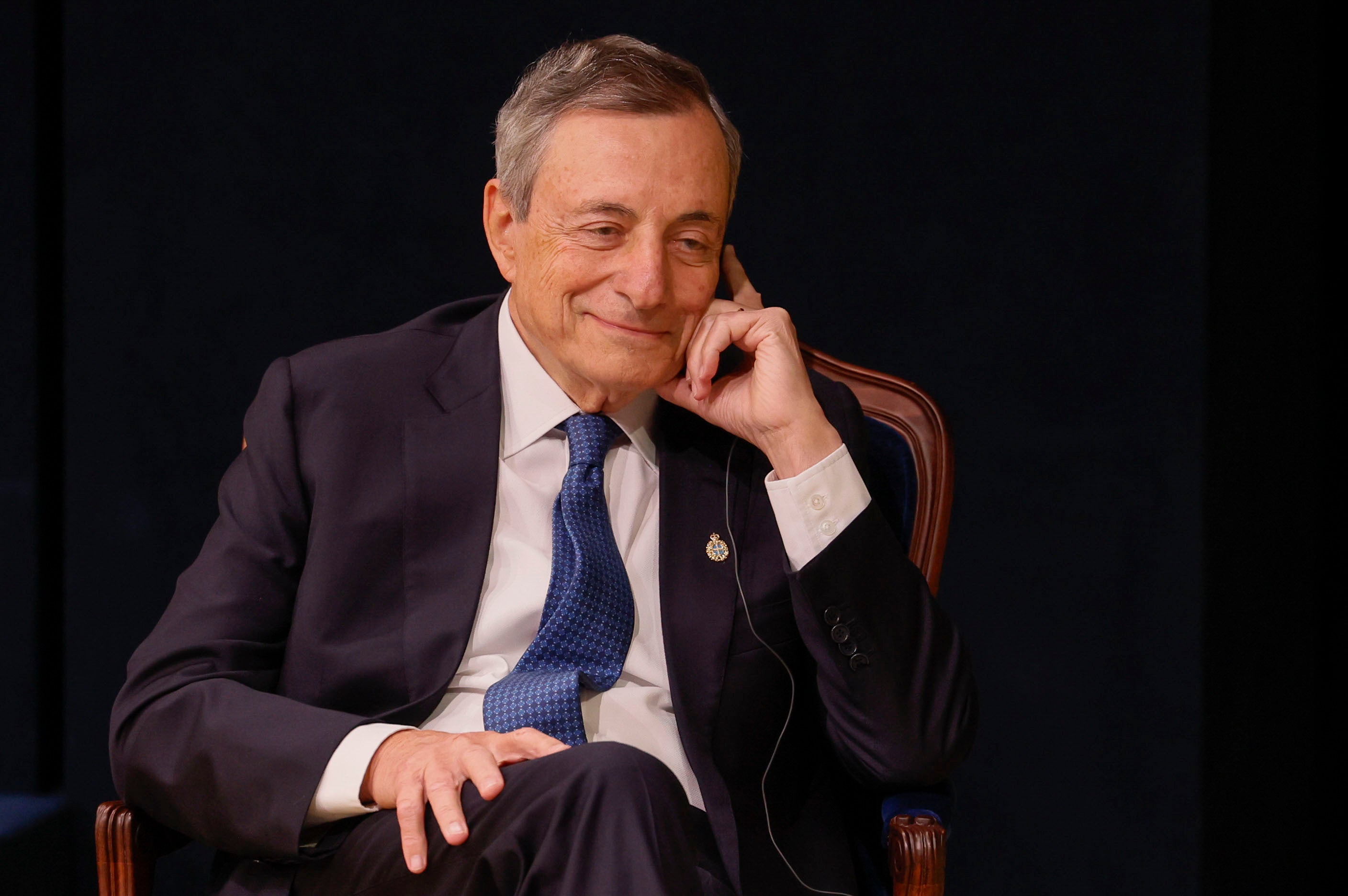 El economista y político Mario Draghi, Premio Princesa de Asturias de Cooperación Internacional, durante la ceremonia.