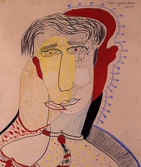 Imagen secundaria 2 - Arriba, 'Naturaleza muerta al claro de luna malva', 1926, de Dalí. Fundación Gala-Salvador Dalí, Figueras. Sobre estas líneas, a la izquierda, 'El rostro del genio', 1927, de Magritte. Detalle. Musée d'Ixelles, Bruselas. A la derecha, 'El beso', 1927, de Federico García Lorca. Museo Casa de los Tiros de Granada. Colección Museística de Andalucía.