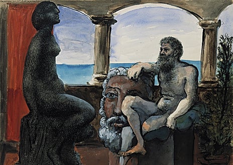 Imagen secundaria 1 - Arriba, 'La ventana abierta', de Picasso, 22 noviembre 1929. Nahmad Collection. Sobre estas líneas, a la izquierda, 'El escultor y la estatua', de Picasso, Cannes, 20 julio 1933. Museo Berggruen, Berlín. A la derecha, 'Cabeza de joven de frente y de perfil', de Picasso, 1926. Staatsgalerie de Stuttgart