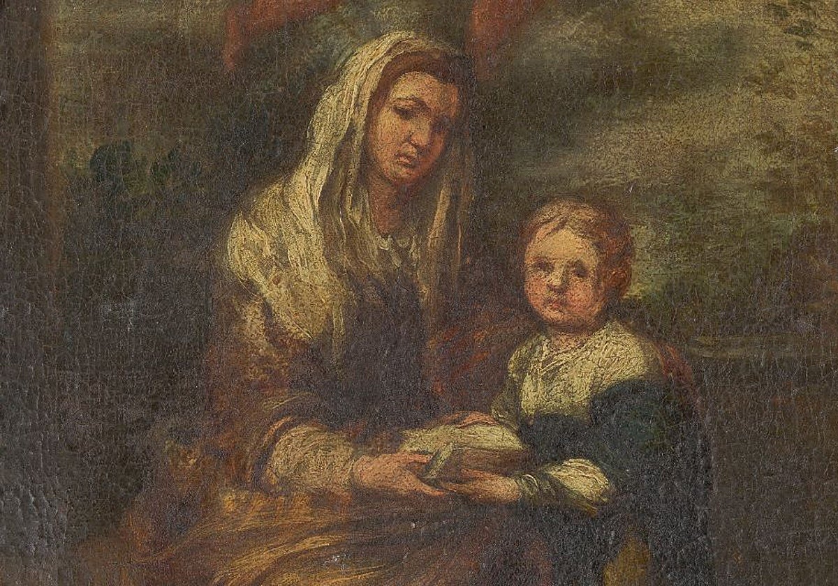 Detalle del boceto para el cuadro Santa Ana dando una lección a la Virgen de Murillo