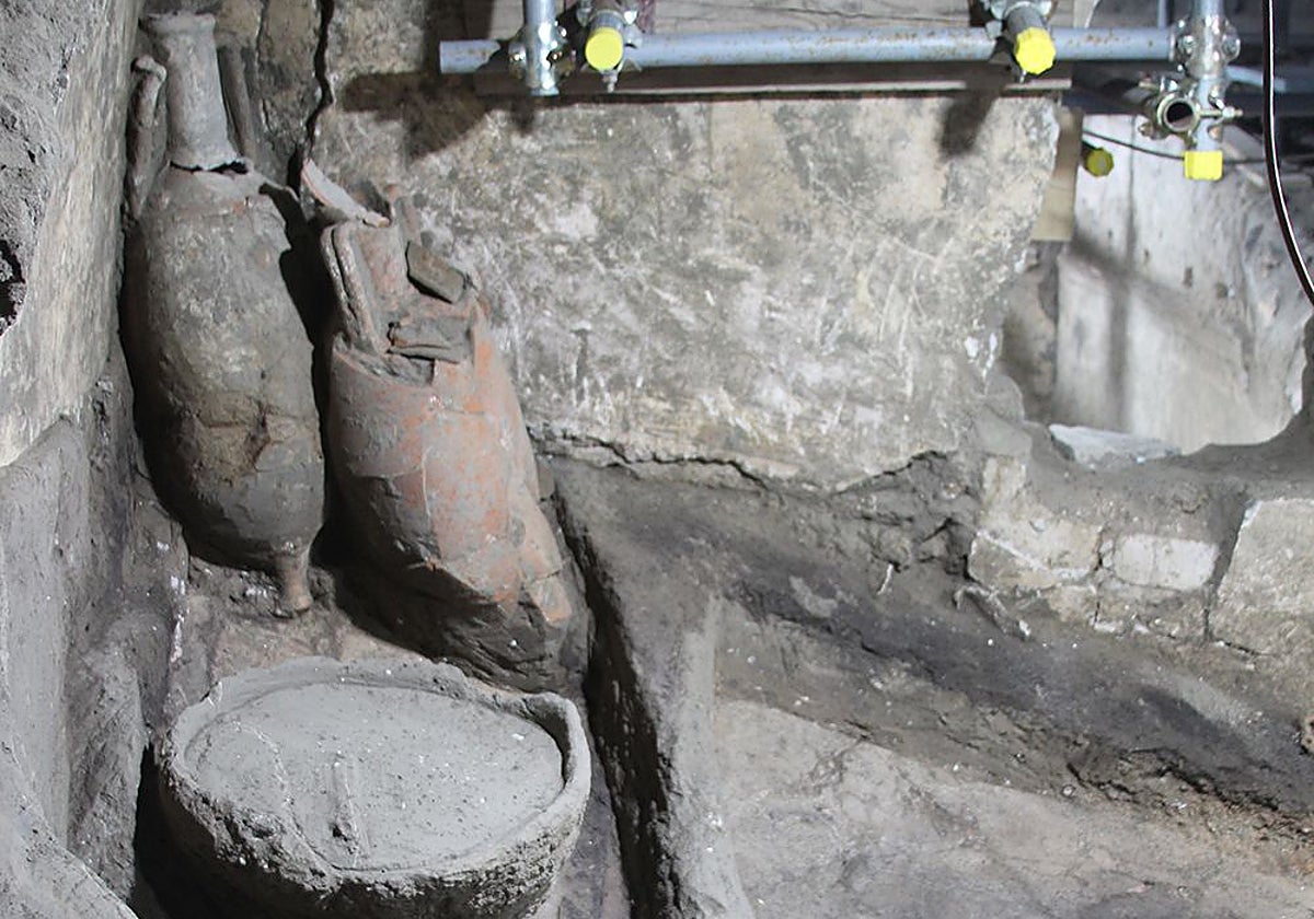 Ánforas halladas en las excavaciones en Civita Giuliana