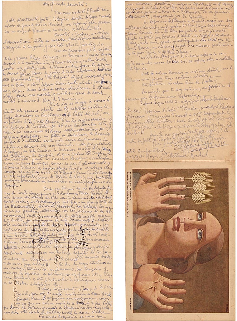 Letter sent by Maruja Mallo to Luisa Sofovich in 1966