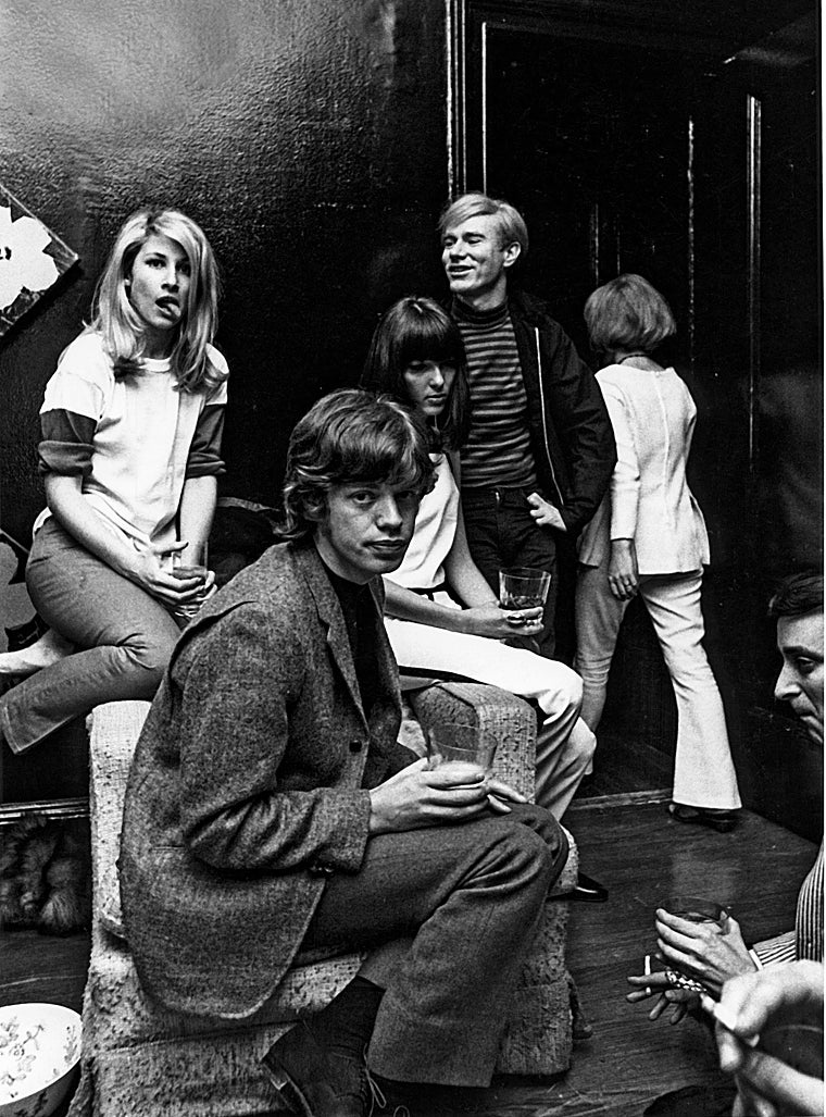 The carefree Baby Jane Holzer (left), alongside Mick Jagger and Andy Warhol